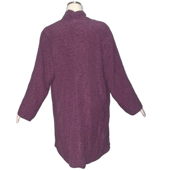 URU Jacket Textured Embossed Silk Tunic Travelers Coat Buttons Pockets L XL - Picture 3 of 8